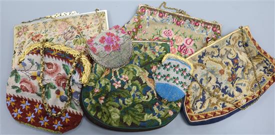 A collection of 19th and 20th century jewelled enamelled framed evening bags